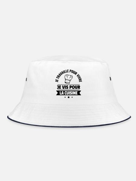 Je travaille pour vivre, je vis pour cuisiner - Bob - blanc/marine