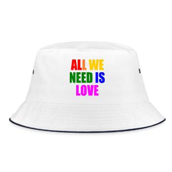 all we need is love - Bucket Hat - Weiß/Navy - Vorne