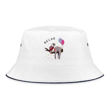 Faultier Fasching - Bucket Hat - Weiß/Navy - Vorne