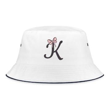 Initial letter K bow - Bucket Hat - white/navy - Front