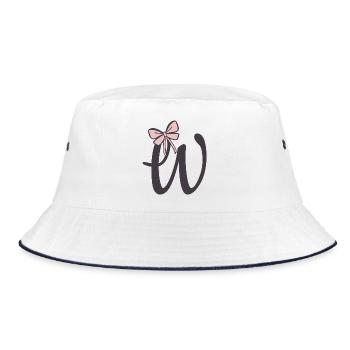 Initial letter W bow - Bucket Hat - white/navy - Front