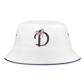 Initial letter D ribbon - Bucket Hat - white/navy - Front