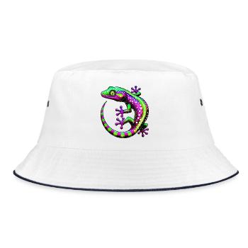 Gecko - Bucket Hat - white/navy - Front