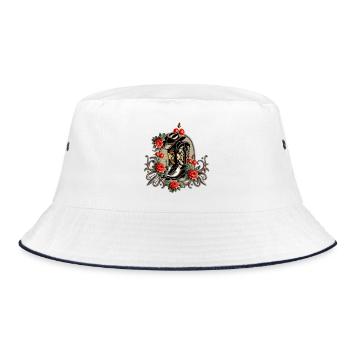 Cowboy Hearts: A Poem of Boots and Flowers. - Bucket Hat - white/navy - Front