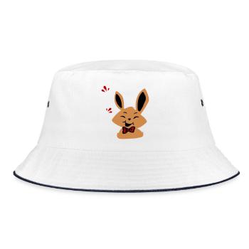 Osterhase - Bucket Hat - Weiß/Navy - Vorne