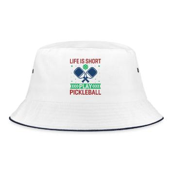 Life is Short, Play Pickleball - Bucket Hat - white/navy - Front