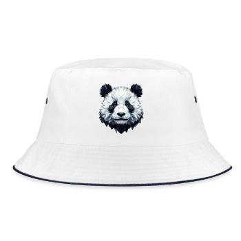 Panda Face Polygon Art Geometry - Bucket Hat - white/navy - Front