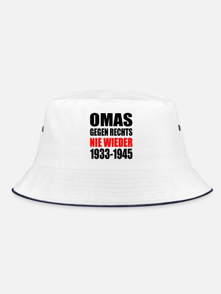 Omas gegen rechts - Bucket Hat - Weiß/Navy - Vorne
