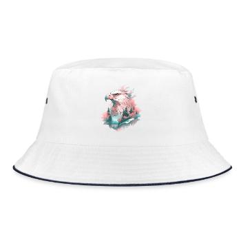 Eagle Head Nature Wilderness Forest Trees Mountains - Bucket Hat - white/navy - Front