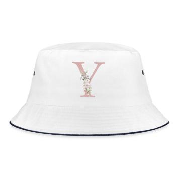 Y Monogram, Floral, Personnalisable - Bob - blanc/marine - Devant