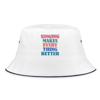 Singing makes everything better - Bucket Hat - white/navy - Front