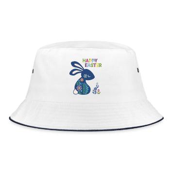 Osterhase Happy Easter - Bucket Hat - Weiß/Navy - Vorne