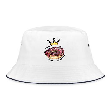 Donut Krone Nascherei Bunt - Bucket Hat - Weiß/Navy - Vorne