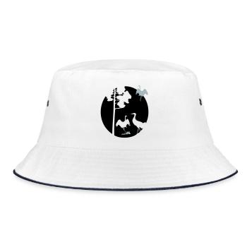 Afrika Kraniche - Bucket Hat - Weiß/Navy - Vorne