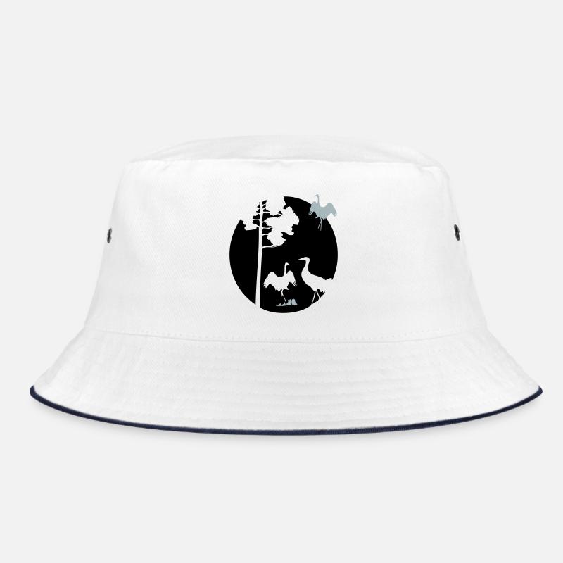 Afrika Kraniche - Bucket Hat - Weiß/Navy