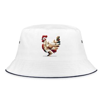 Geometric chicken in modern polygon style - Bucket Hat - white/navy - Front