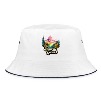 Natur Bunt Berge Bergsteigen Wandern Klettern - Bucket Hat - Weiß/Navy - Vorne