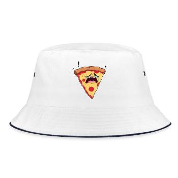 sad pizza - Bucket Hat - white/navy - Front