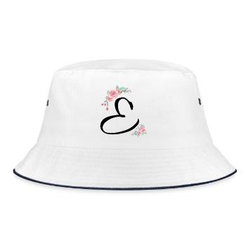 Brief und Blumen - Bucket Hat - Weiß/Navy - Vorne