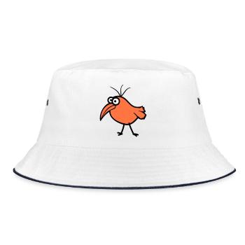 Bird peeps cute funny goofy funny confused comic - Bucket Hat - white/navy - Front
