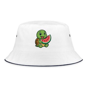 Cute turtle with melon summer design - Bucket Hat - white/navy - Front
