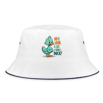 Funny Duck Quote – Do I Look Like I Give a Duck? - Bucket Hat - white/navy - Front