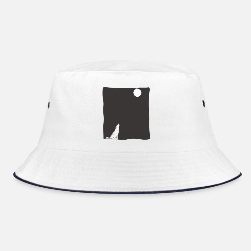 Wolf Howl Line Art Bucket Hat