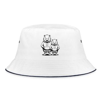 Capybara Couple Capybara - Two Cool Capybaras - Bucket Hat - white/navy - Front