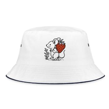 Souris avec fraise - conception de la nature mignonne - Bob - blanc/marine - Devant