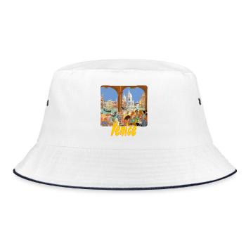 Venedig - Bucket Hat - Weiß/Navy - Vorne