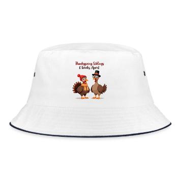 Thanksgiving Siblings - Bucket Hat - white/navy - Front