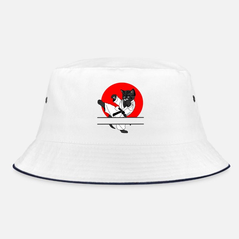 Schwarze Katze Karate Sonne Bucket Hat