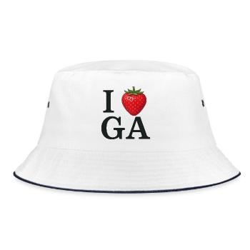 Strawberry Heart I Love IGA - Bucket Hat - white/navy - Front