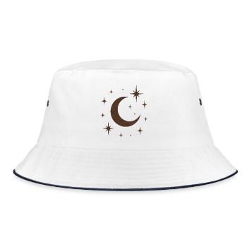 "Himmlischer Mond" - Bucket Hat - Weiß/Navy - Vorne