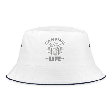 Leben auf dem Campingplatz - Bucket Hat - Weiß/Navy - Vorne
