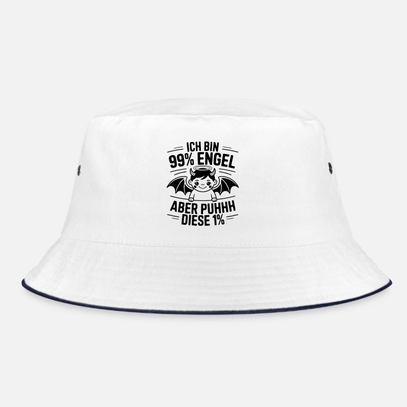 Ich bin 99% Engel aber Puhhh diese 1% - Bucket Hat - Weiß/Navy