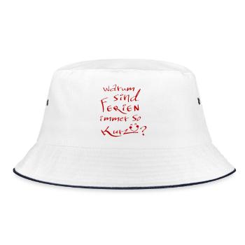 Ferien Urlaub - Bucket Hat - Weiß/Navy - Vorne