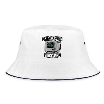 Retro Computer Beta Version Design - Bucket Hat - white/navy - Front