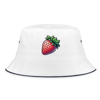Bunte künstlerische Erdbeere - Bucket Hat - Weiß/Navy - Vorne