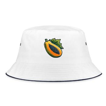 Colorful Illustrated Papaya for Clothing - Bucket Hat - white/navy - Front