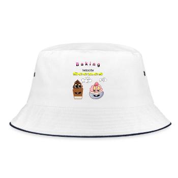 Baking Behind the Scenes Cartoon Design - Bucket Hat - white/navy - Front