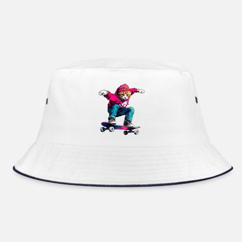 Cat Skateboard Bucket Hat