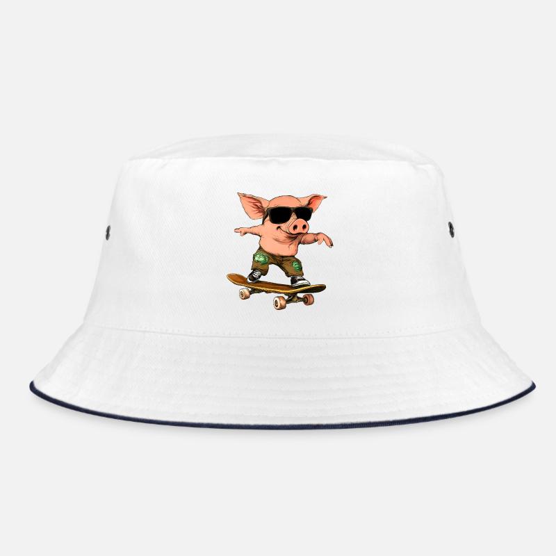 Skateboarder Piglet Bucket Hat
