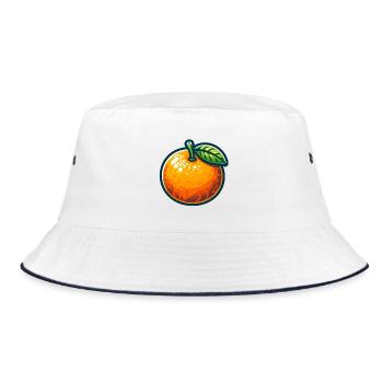 Natürliche Orangenillustration - Bucket Hat - Weiß/Navy - Vorne