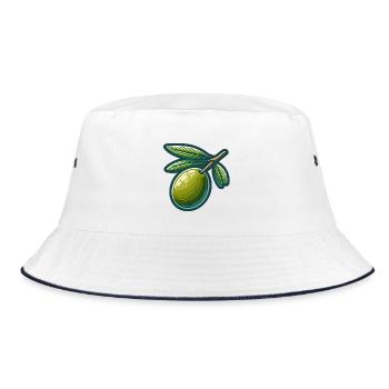 Olive branch pattern for natural clothing - Bucket Hat - white/navy - Front