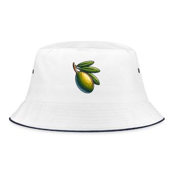 Olivie stilisiert für individuelles Nähen - Bucket Hat - Weiß/Navy - Vorne