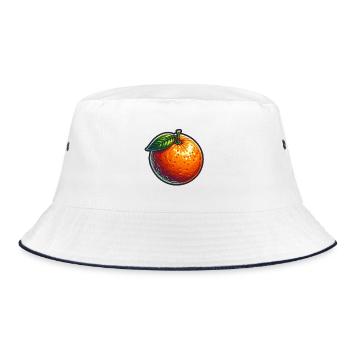Illustration von lebendigen und natürlichen Mandarin - Bucket Hat - Weiß/Navy - Vorne