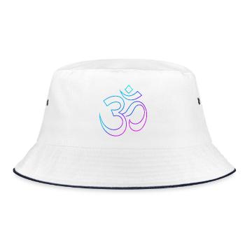 Neon Om Symbol for Meditation and Spirituality - Bucket Hat - white/navy - Front