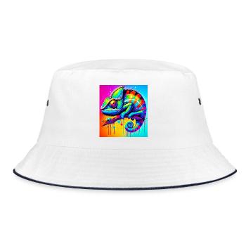 Chamäleon - Bucket Hat - Weiß/Navy - Vorne