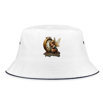 Steampunk Fairy with Antique Clock - Bucket Hat - white/navy - Front